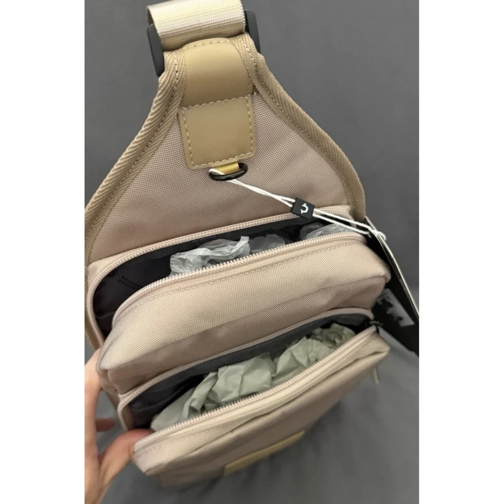 True Religion Pippen Tan Sling Crossbody Bag Adult Zip Adjustable Strap NEW
